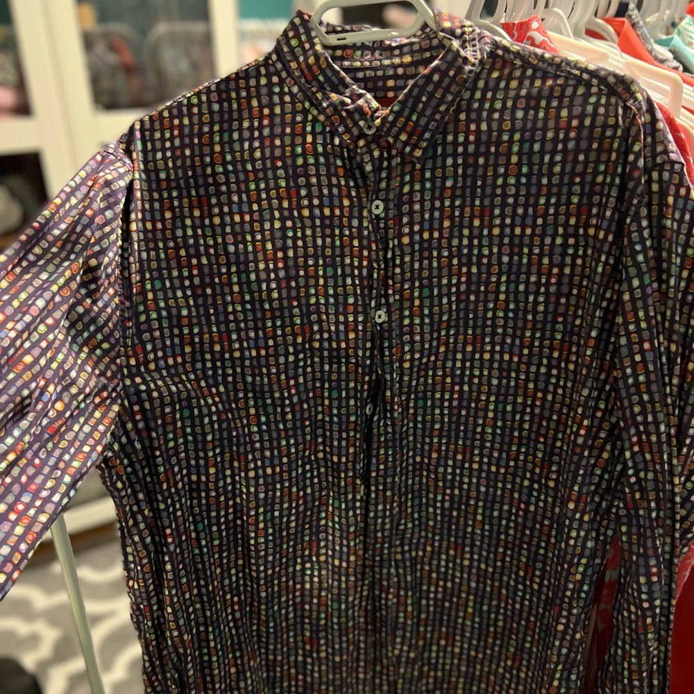 Desigual Men’s Slim Fit Dress Shirt. Size XXL but fits like XL. Tiled pattern.